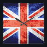 Grunge United Kingdom Flag 6 Square Wall Clock<br><div class="desc">Grunge United Kingdom Flag. Design is available on other products.</div>