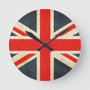 Grunge United Kingdom Flag Round Clock