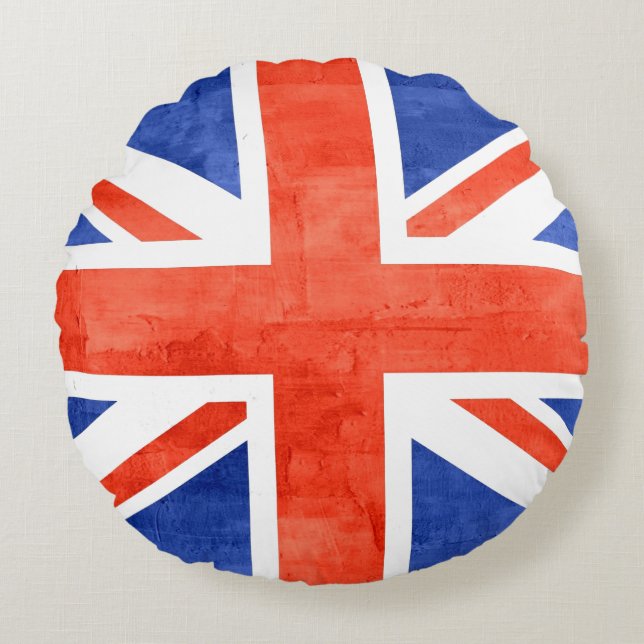 Grunge United Kingdom Flag Round Pillow (Front)