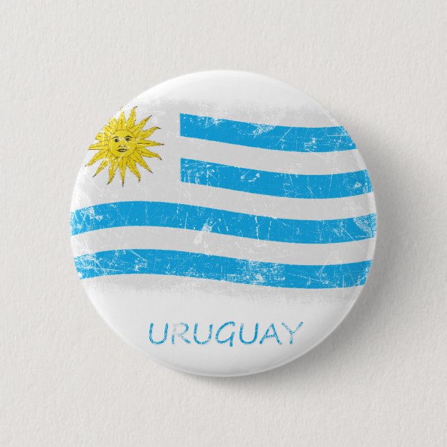 Grunge Uruguay Flag 2 Inch Round Button (Front)