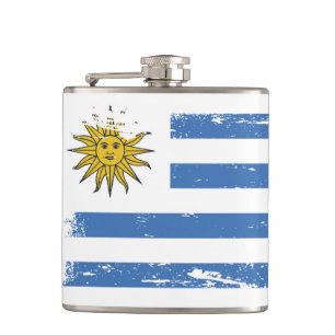 Grunge Uruguay Flag Hip Flask