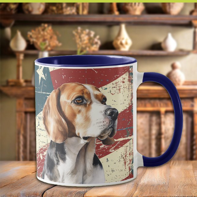 Grunge USA Flag Beagle Hound Dog Mug (Creator Uploaded)