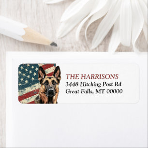Grunge USA Flag Belgian Malinois Return Address