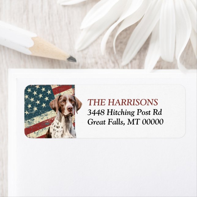 Grunge USA Flag German Shorthaired Pointer Dog (Insitu)