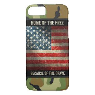 Grunge USA Flag on Camouflage 2 iPhone 7 Case