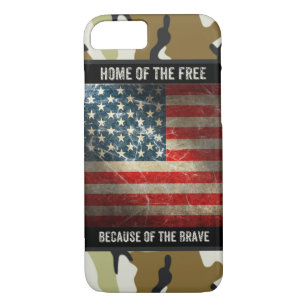 Grunge USA Flag on Camouflage iPhone 7 Case