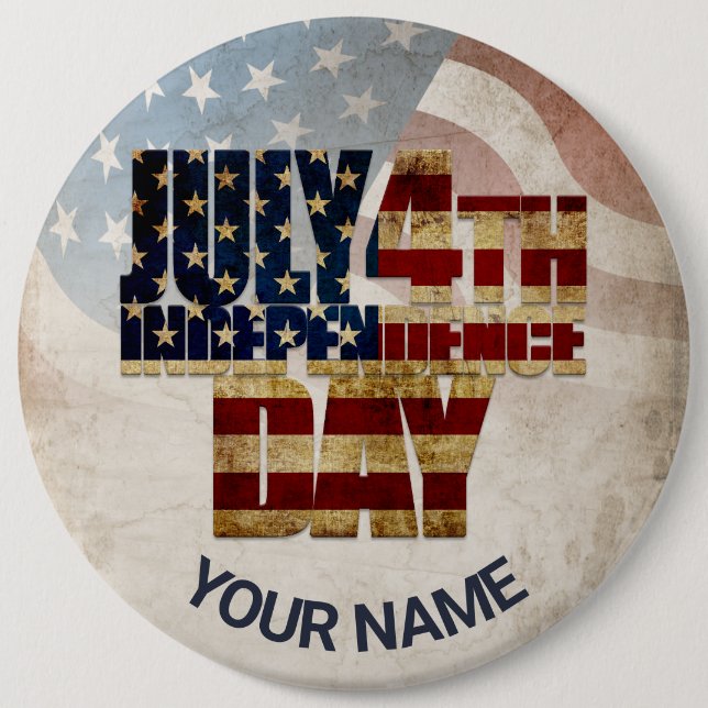 Grunge USA July 4th Independence Graphic 6 Inch Round Button (Front)