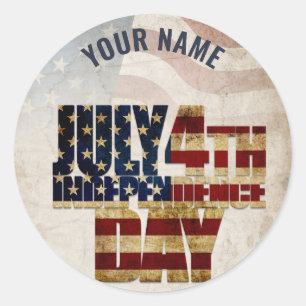 Grunge USA July 4th Independence Graphic Classic Round Sticker