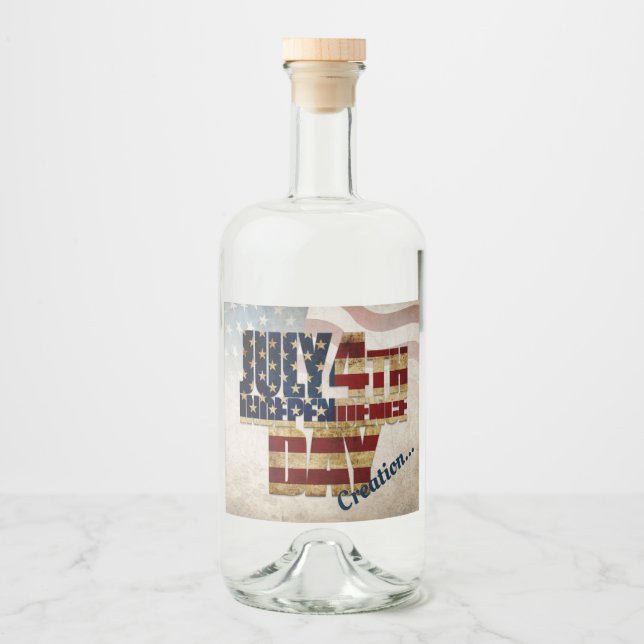 Grunge USA July 4th Independence Graphic Liquor Bottle Label (Front)
