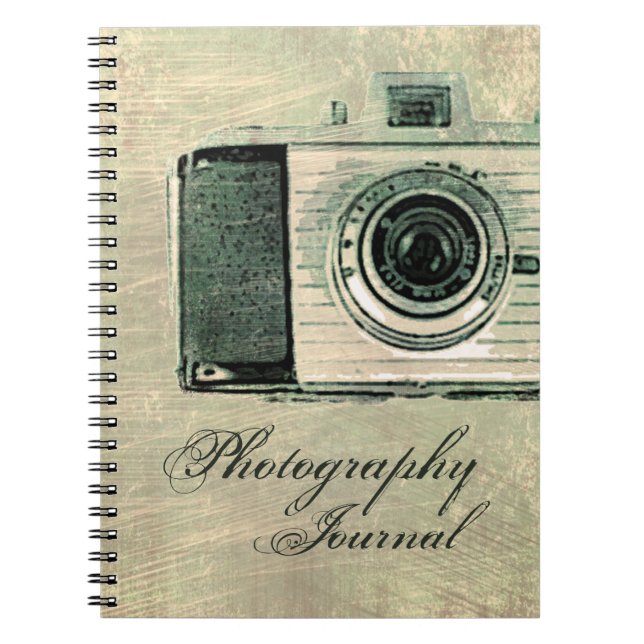 Grunge Vintage Camera Personalized Notebook (Front)