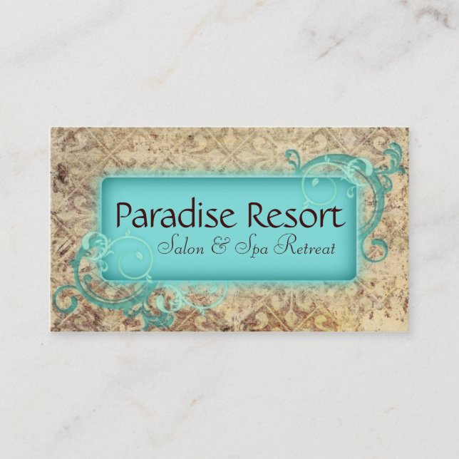 Grunge Vintage Carte de visite Turquoise (Devant)