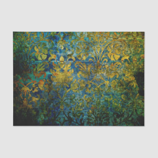 grunge, vintage,damask,moss,green,pattern,floral,g tissue paper