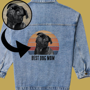 Grunge Vintage Distressed Pet Photo Dog Mom Denim Jacket