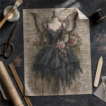 Grunge Vintage Fairy Black Ballet Art Decoupage