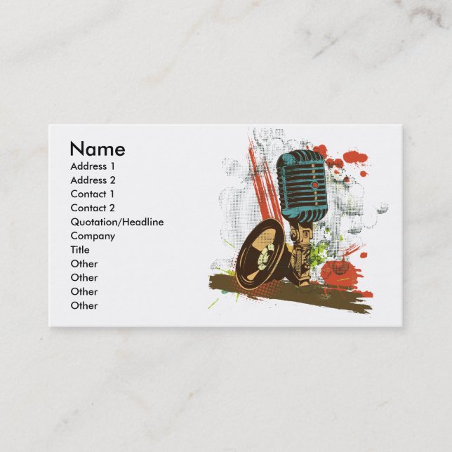 grunge vintage microphone vector business card (Front)