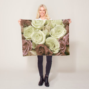 Grunge vintage retro roses photo flowers floral se fleece blanket
