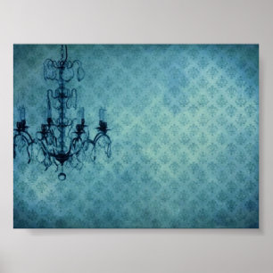 Grunge Wallpaper Chandelier 3 Poster