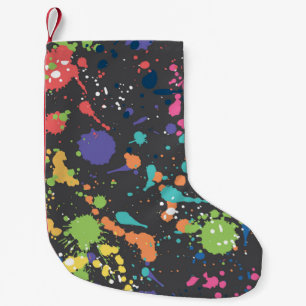 Grunge Watercolor: Colourful Spots Pattern. Small Christmas Stocking