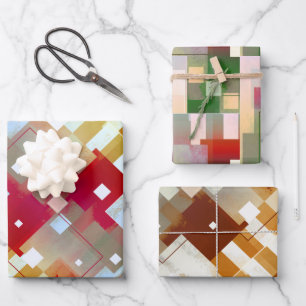 Grunge Watercolor Fine Art Geometrical Wrapping Paper Sheet
