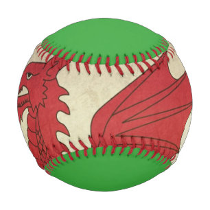 Grunge Welsh Dragon flag illustration Baseball