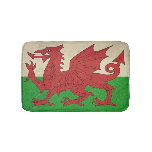 Grunge Welsh Dragon flag illustration Bath Mat (Front)