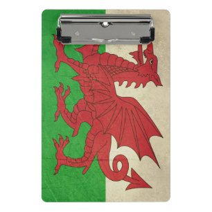 Grunge Welsh Dragon flag illustration Mini Clipboard