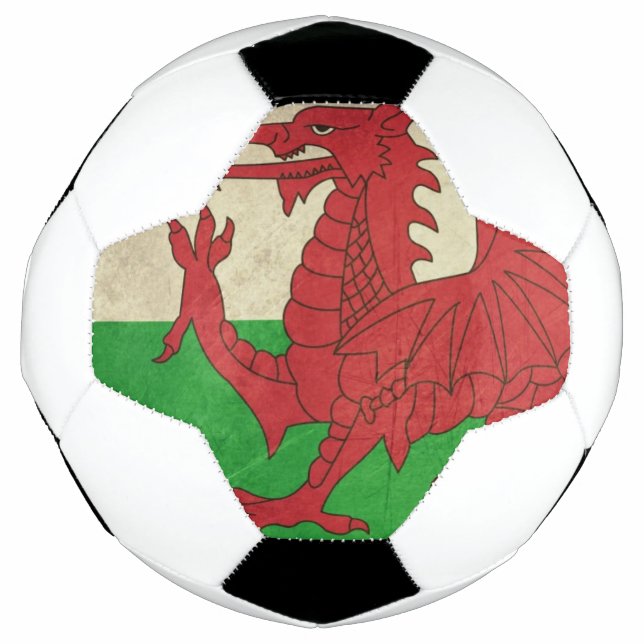Grunge Welsh Dragon flag illustration Soccer Ball (Front)