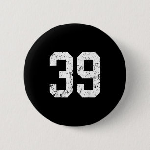 Grunge White Number Jersey Uniform Player Fan 2 Inch Round Button