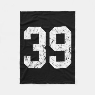 Grunge White Number Jersey Uniform Player Fan  Fleece Blanket