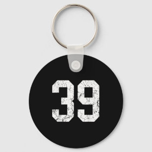 Grunge White Number Jersey Uniform Player Fan  Keychain