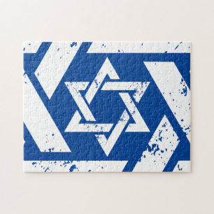 Grunge White Star of David Jigsaw Puzzle