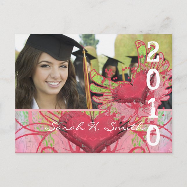 Grunge Winged Hearts 2010 Grad Invitations (Front)