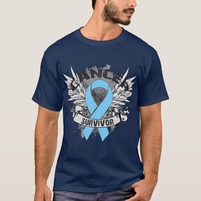 Grunge Winged Ribbon Prostate Cancer Survivor T-Shirt (Front)