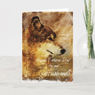 Grunge Wolf Husbands Father's Day Card