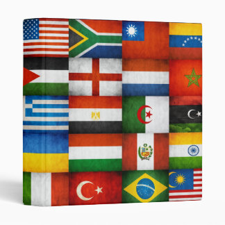 Grunge World Flags Collage Design Binder