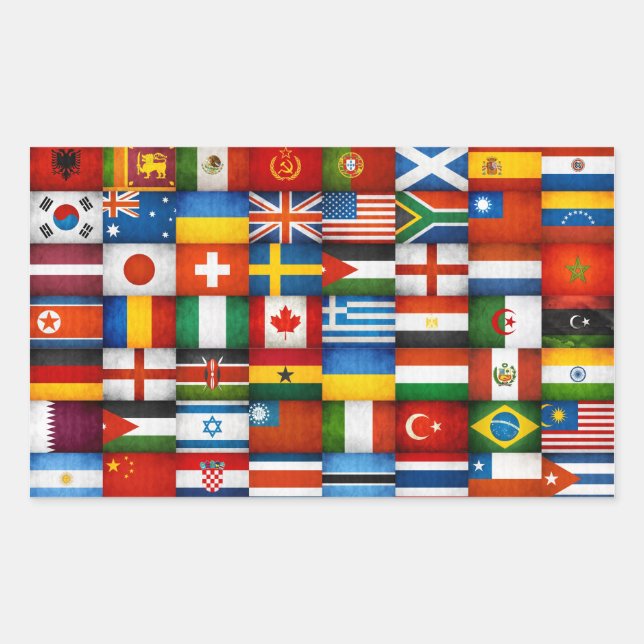 Grunge World Flags Collage Design Sticker (Front)