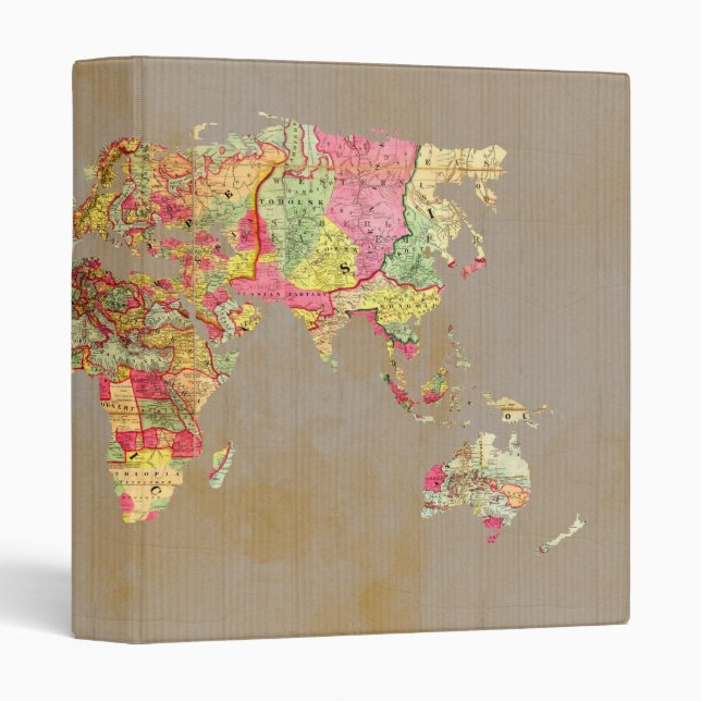 Grunge World Map Atlas Collage Binder (Front/Spine)