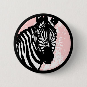 grunge zebra. 2 inch round button