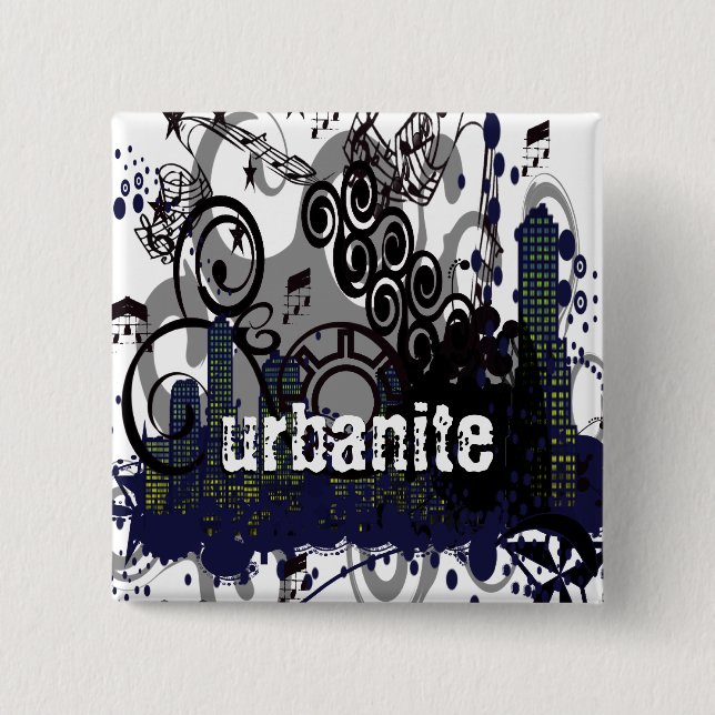 Grunged City 2 Inch Square Button (Front)
