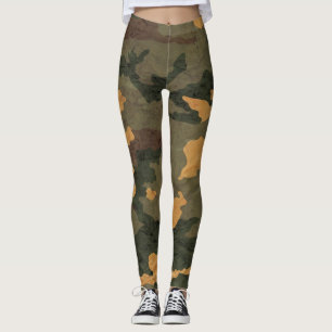 Grunged Green Camouflage Leggings