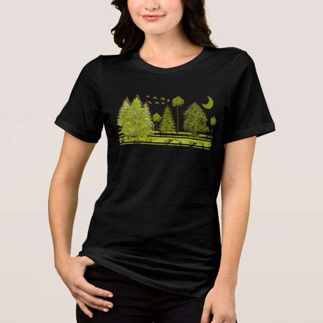 Grunged Pines Moon - Tri-Blend Shirt (Front)