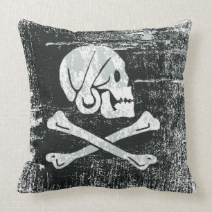 Grunged pirate henry flag throw pillow