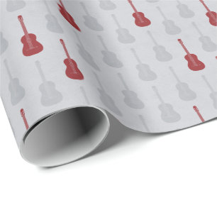 Grungy Acoustic Guitar Polkadot white red Wrapping Paper