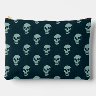Grungy Anatomical Skull Polkadots navy mint Accessory Pouch