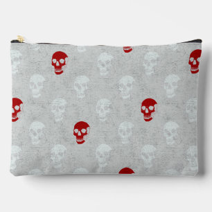 Grungy Anatomical Skull Polkadots red white Accessory Pouch