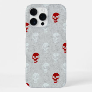 Grungy Anatomical Skull Polkadots red white iPhone 16 Pro Max Case