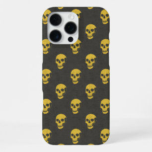 Grungy Anatomical Skull Polkadots yellow black iPhone 16 Pro Max Case