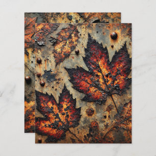 Grungy Autumnal Rusty Metal Scrapbook Paper