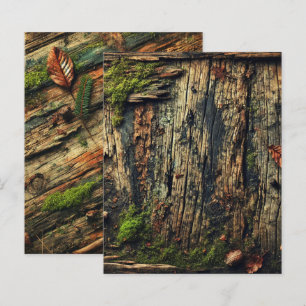 Grungy Autumnal Worn Wood and Moss Scrapbook Paper