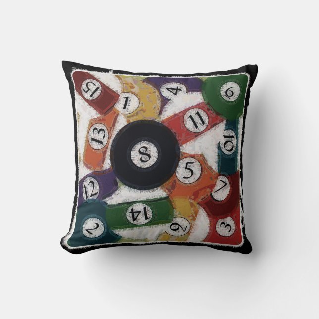 GRUNGY BILLIARDS BALLS THROW PILLOW (Front)